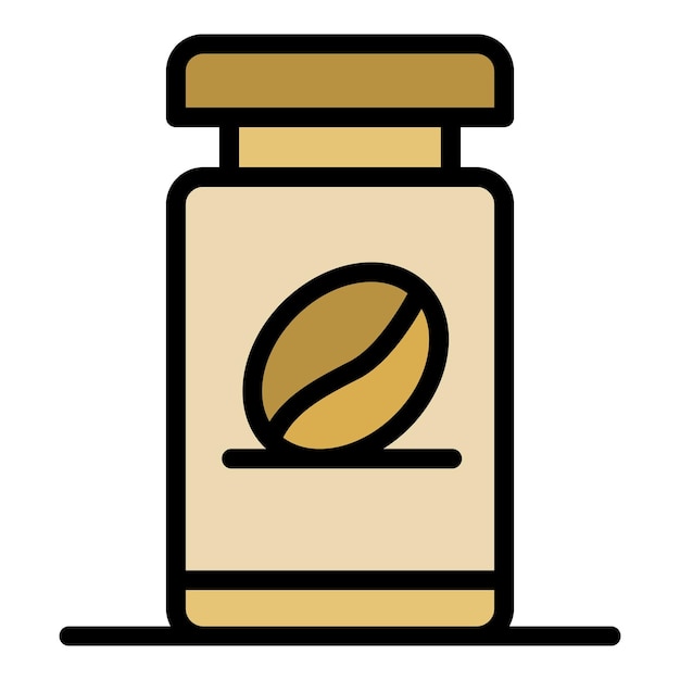 Icono del frasco de granos de café Icono del borrador del frasko de granos del café Icono vectorial de color plano aislado