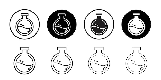 Icono de frasco de laboratorio Arte plano en blanco y negro aislado