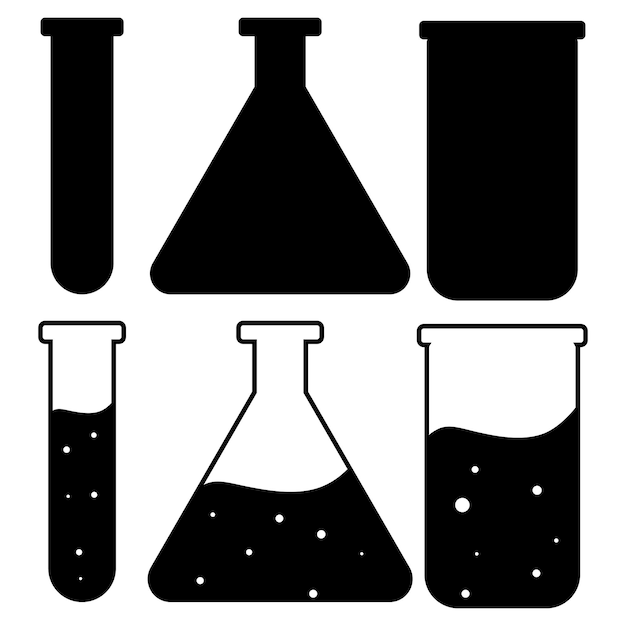 Icono de frasco químico plantilla de diseño gráfico ilustración vectorial de vidrio de laboratorio mágico