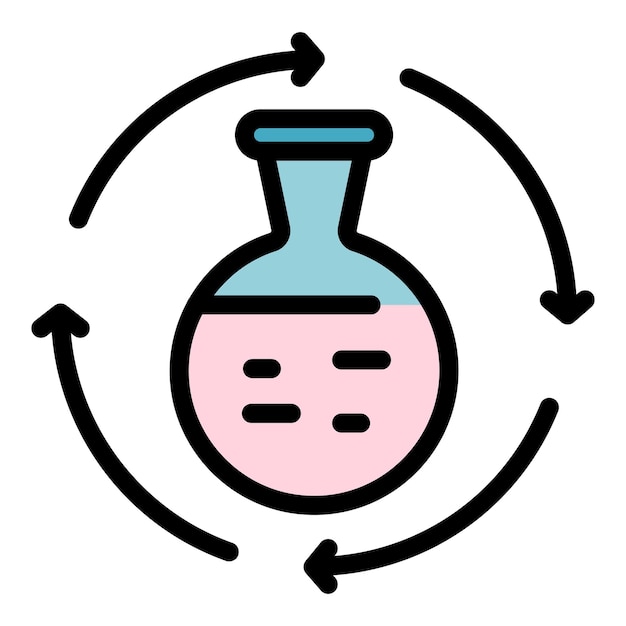 El icono del frasco de reciclaje Contorno El icono vectorial del flacón de reciclado El color es plano y aislado