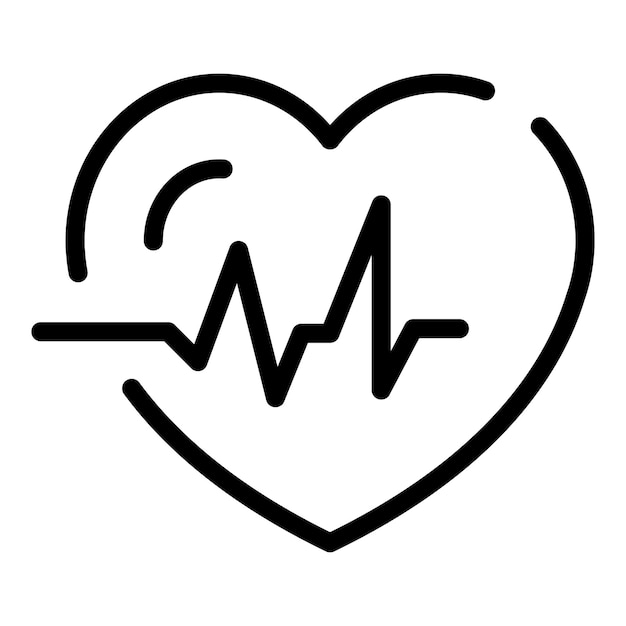 Icono de frecuencia cardíaca Icono de vector de frecuencia cardíaca de esquema para diseño web aislado sobre fondo blanco