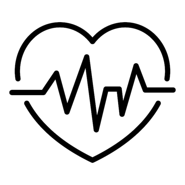 Icono de frecuencia cardíaca Icono de vector de frecuencia cardíaca de esquema para diseño web aislado sobre fondo blanco