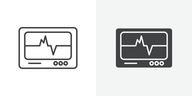 icono de frecuencia cardíaca signo vectorial de contorno