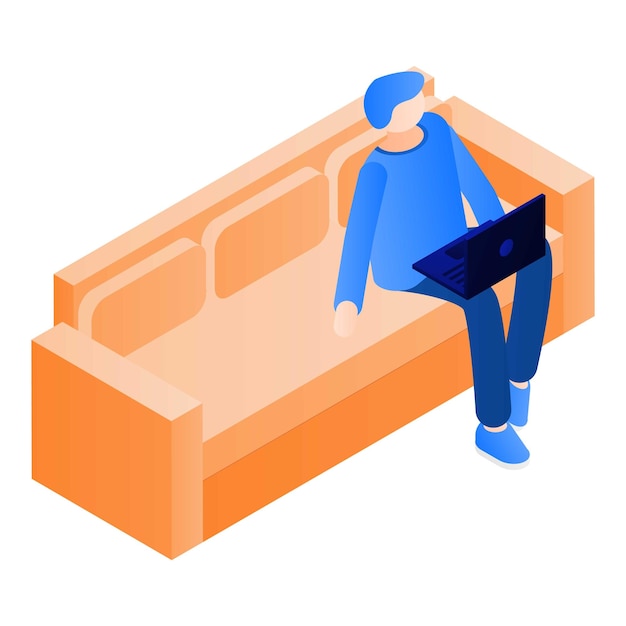 Icono de freelancer en sofá Isométrico de freelancer en icono de vector de sofá para diseño web aislado sobre fondo blanco