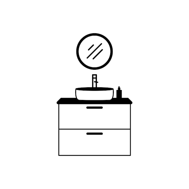 icono del fregadero Símbolo del baño Corriente de agua fregadero de la cocina lavabo de manos fregadero Ilustración vectorial