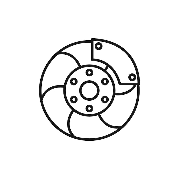 Ícono de freno de disco Símbolo plano de línea delgada simple