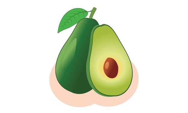 Icono de fruta de aguacate e ilustraciones vectoriales, los niños creativos de icono de fruta de aguacate,