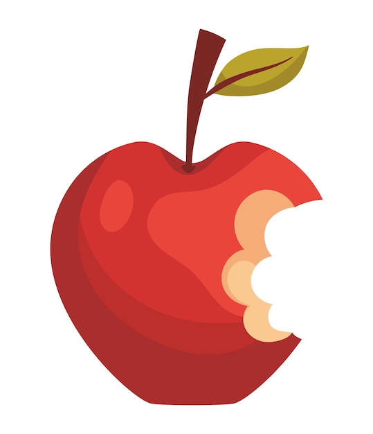 Icono de fruta de manzana mordida aislado