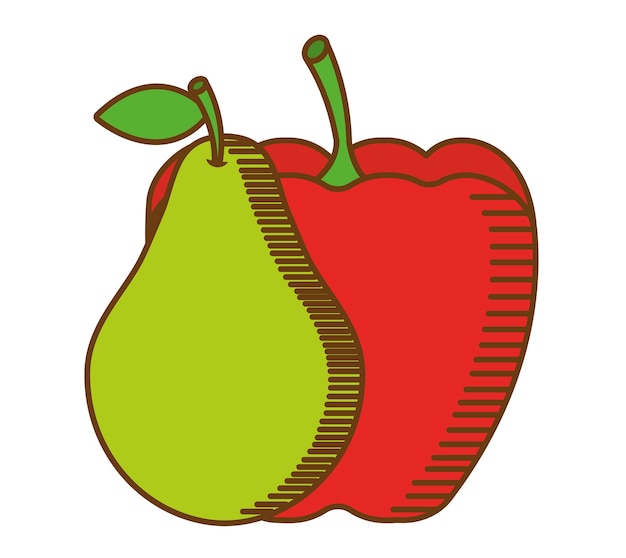 Icono de fruta de manzana y pera