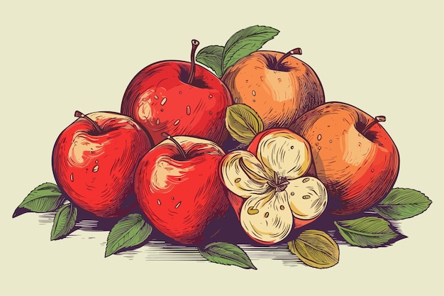 Vector icono de fruta de manzana sobre ilustración de vector de fondo blanco