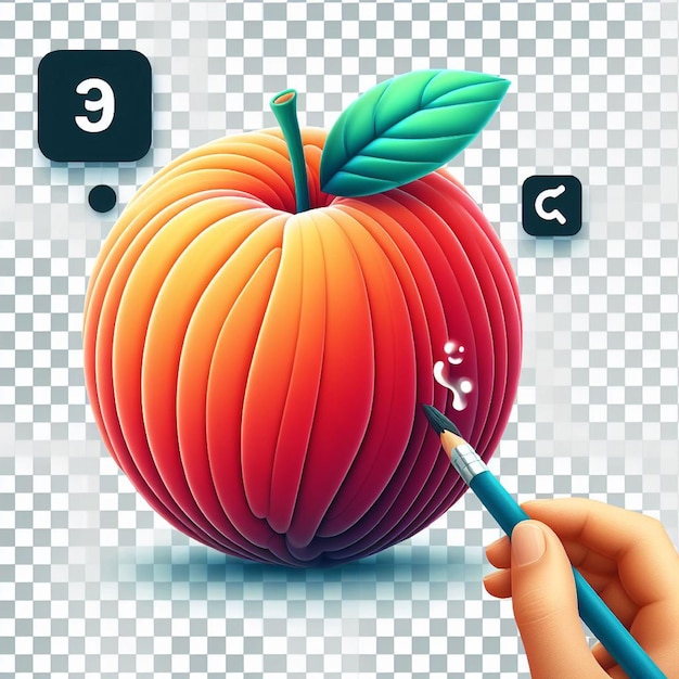 El icono de la fruta del melocotón 3D