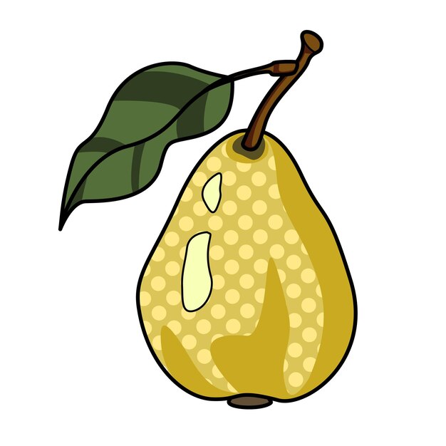 Vector el icono de la fruta de pera de colores verdes retrógrados aislados en un fondo blanco stickers de fruta dulce