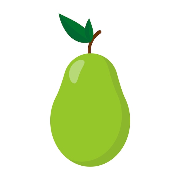 Icono de fruta de pera colorido verde aislado sobre fondo blanco diseño plano de dibujos animados ilustración vectorial