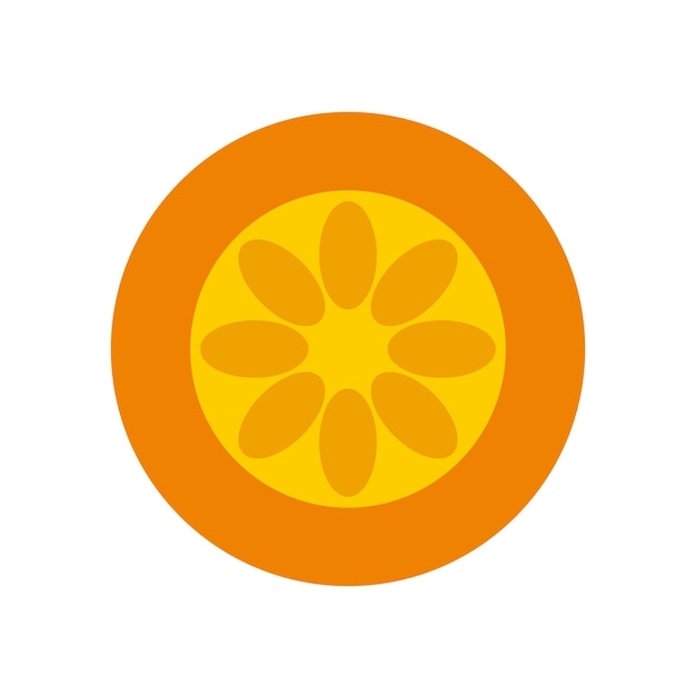 Icono de fruta plana naranja en fondo blanco para recursos de diseño web y móvil icono gráfico