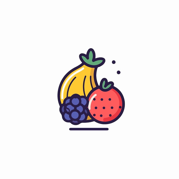 Un ícono de fruta con un plátano y un plátano.