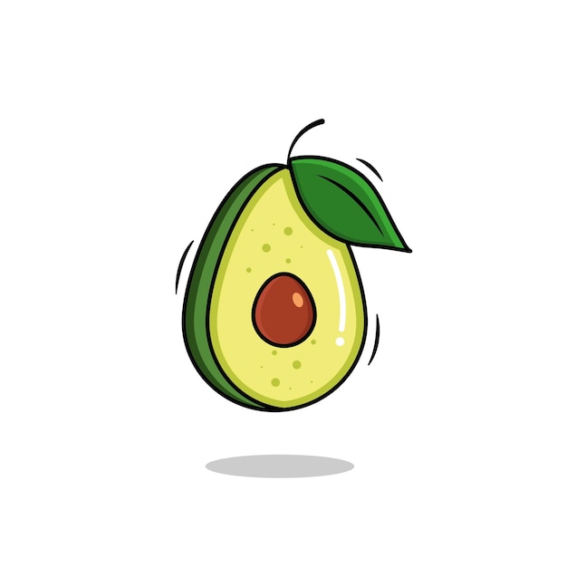 Ícono de frutas de aguacate vectorial Estilo de dibujos animados Aguacate en fondo blanco Ilustración vectorial