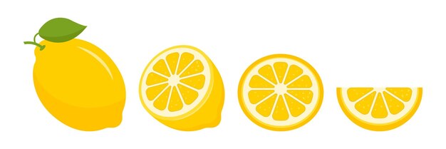 Icono de frutas de limón establecido en estilo plano Ilustración vectorial de frutas orgánicas en un fondo aislado Concepto de negocio de señales de alimentos de vitamina C