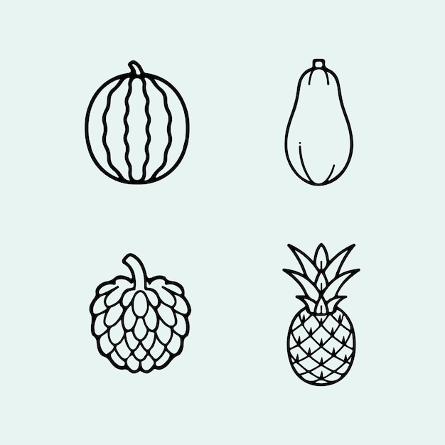 Icono de frutas y logotipo de frutas diseño de frutas frescas naturaleza tropical ilustración vectorial de alimentos