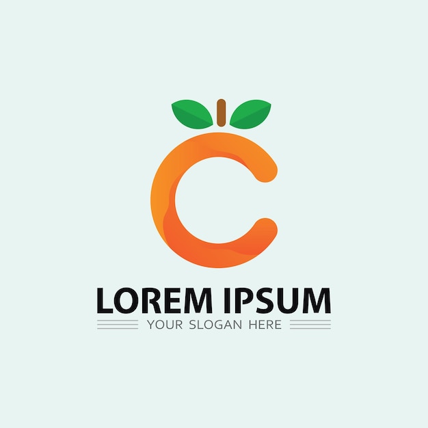 Icono de frutas y logotipo de frutas diseño de frutas frescas naturaleza tropical ilustración vectorial de alimentos