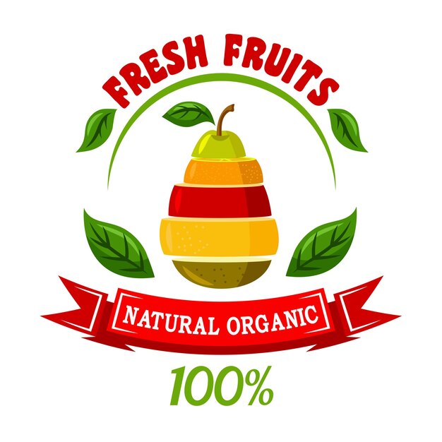 Icono de frutas con pera hecha de rodajas de frutas