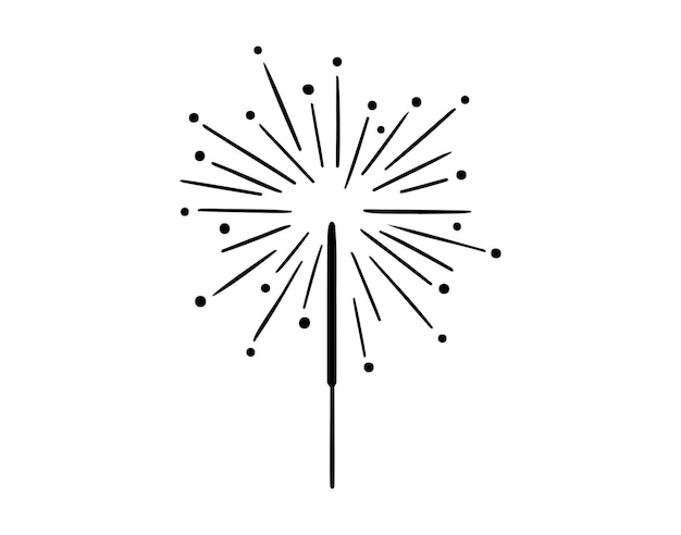 icono de fuego de Bengala brillante dibujado a mano dibujo de contorno símbolo de clip de la línea de fuego de Bengal brillante