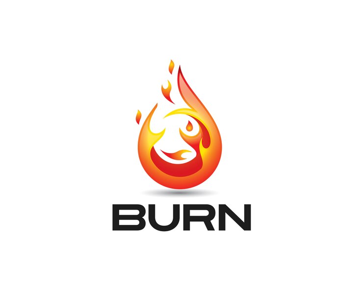 Icono de fuego brillante 3D y texto de grabación negro