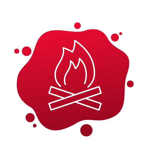 icono de fuego de campamento en estilo de línea