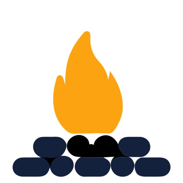 Vector icono de fuego de carbón formas de colores
