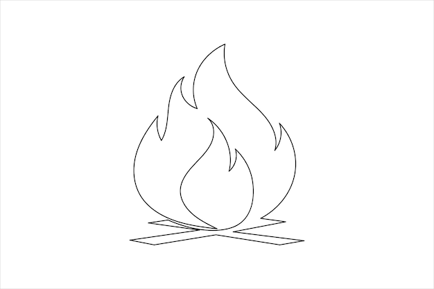 Icono de fuego continuo dibujo de una línea estilo minimalista aislar ilustración vectorial de contorno simple