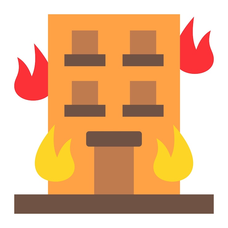 Vector icono del fuego del edificio