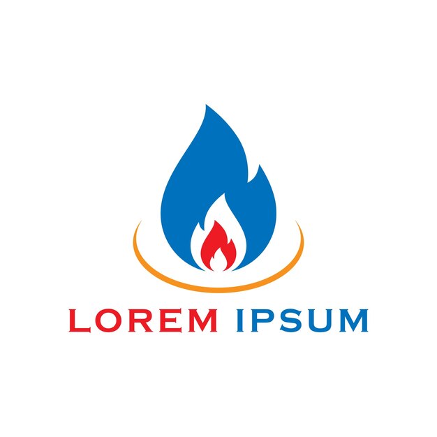 icono de fuego y gota de agua diseño de ilustración plana roja y azul