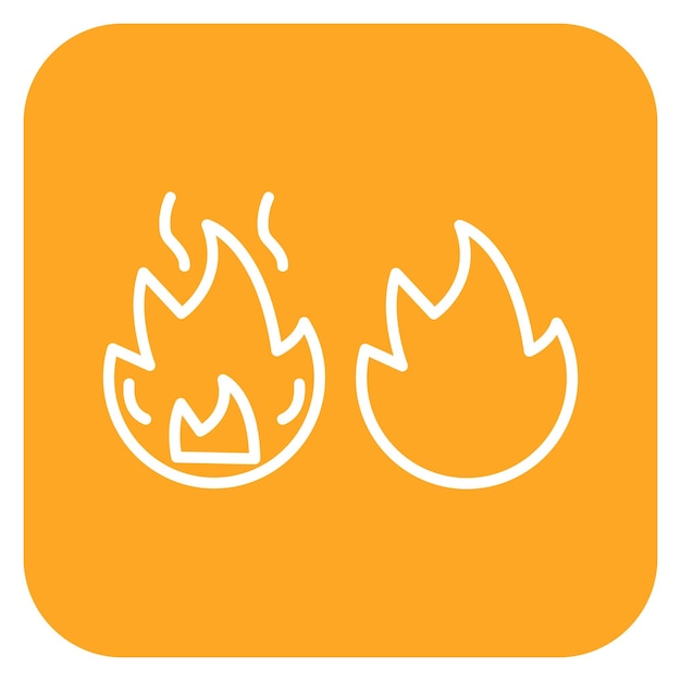un icono de fuego y llamas en un fondo naranja