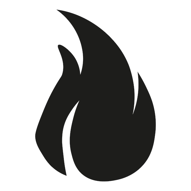 Icono de fuego negro con diseño de curvas elegantes