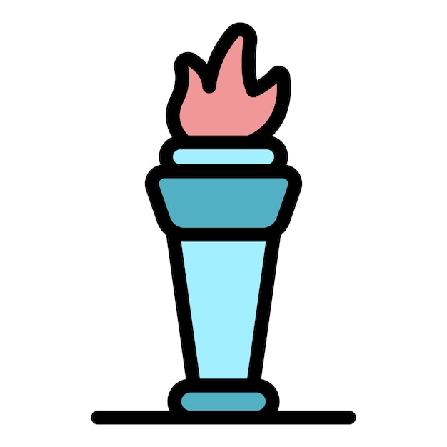 Icono de fuego olímpico Contorno icono de vector de fuego olímpico color plano aislado