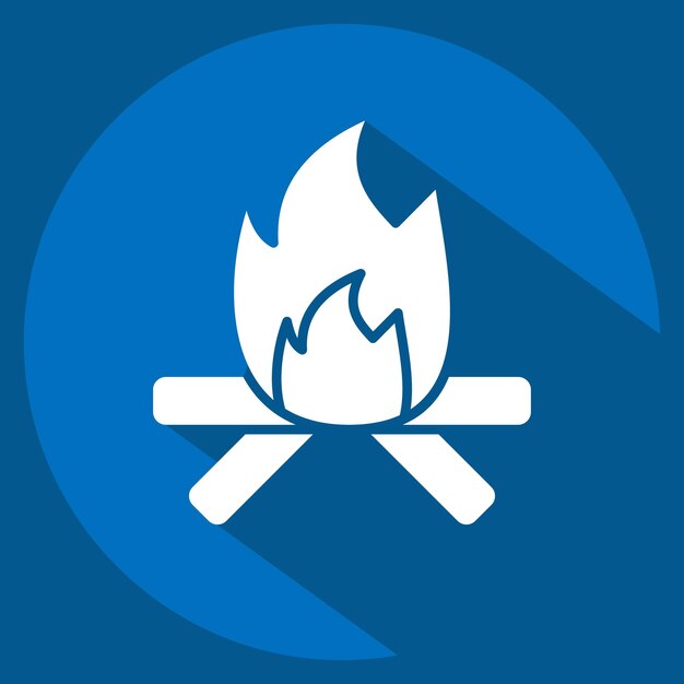Icono Fuego relacionado con el símbolo indígena americano estilo sombra larga diseño simple