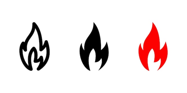 Ícono de fuego Signo de llama ardiente Símbolo de energía y combustión Pictograma de advertencia de llama caliente Inflammable