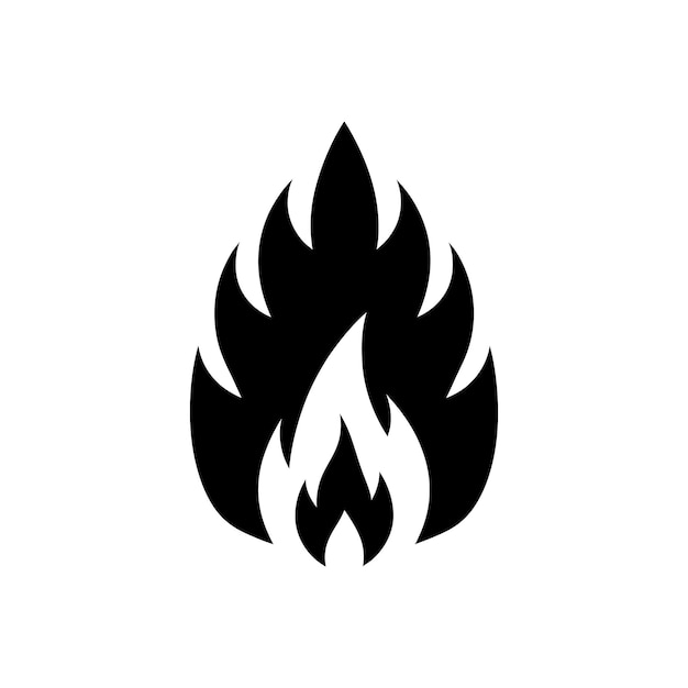 Icono de fuego Símbolo negro de la llama Icono aislado de fuego de campamento