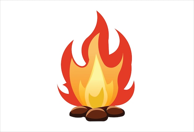 Icono de fuego vectorial en fondo blanco