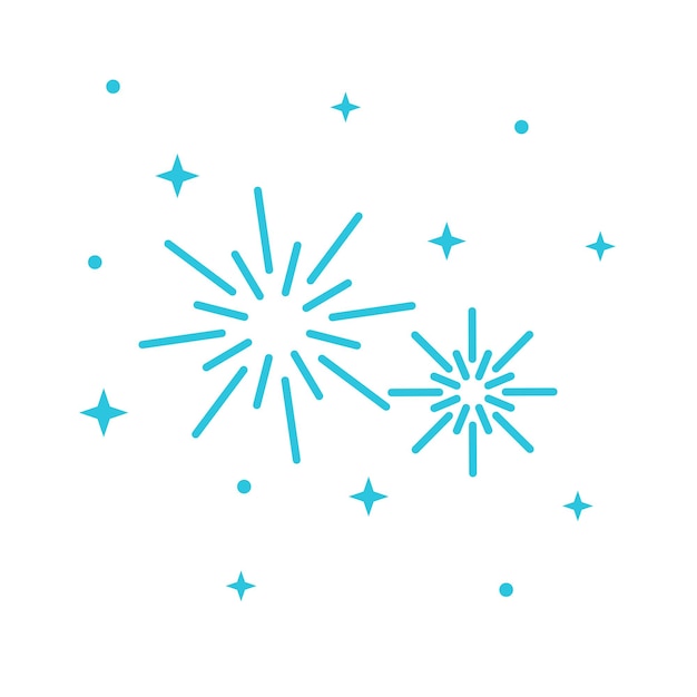 Icono de fuegos artificiales aislado en fondo blanco del conjunto de iconos azules