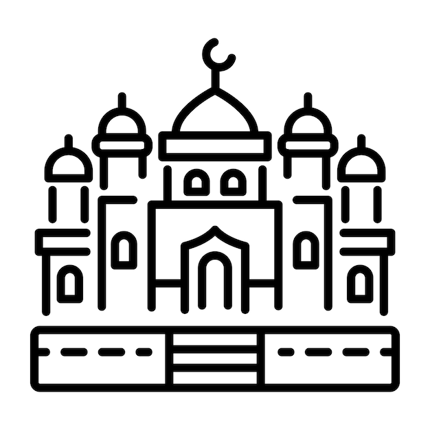 Icono del fuerte indio en estilo lineal