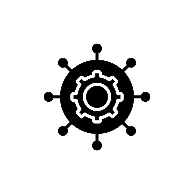Icono de funciones útiles conjunto rueda dentada símbolo de logotipo de vector de investigación útil en estilo negro lleno y delineado signo de negocio de múltiples ruedas dentadas
