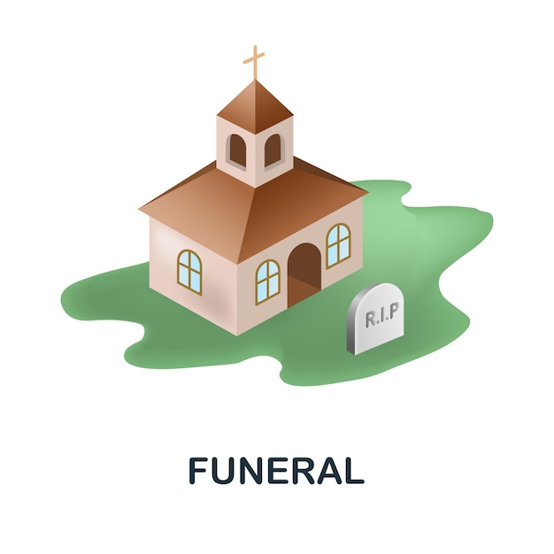 Vector Ícono de funeral ilustración 3d de la colección de seguros ícono de funeral creativo 3d para plantillas de diseño web, infografías y más