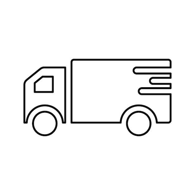 Icono de furgoneta de mensajería Diseño del contorno de la línea