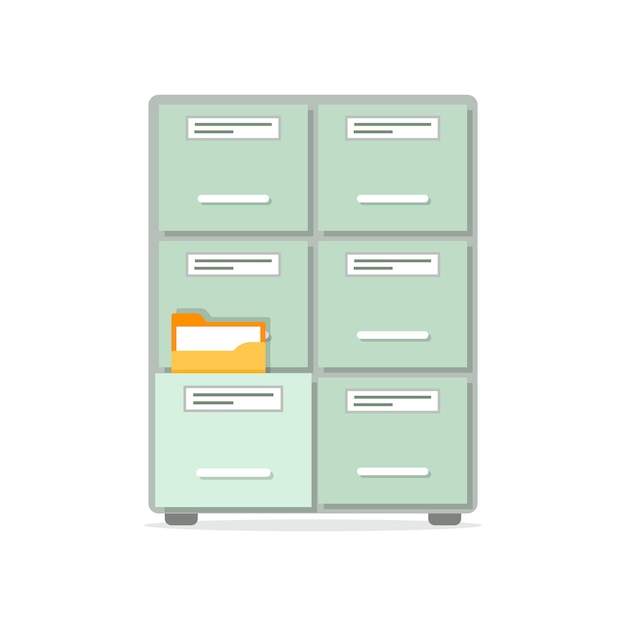 Icono de gabinete de oficina en estilo plano Ilustración vectorial de almacenamiento de muebles en un fondo aislado Concepto comercial de letrero de cajón