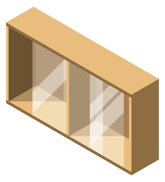 Icono de gabinete de vidrio Almacenamiento en casa de madera isométrica