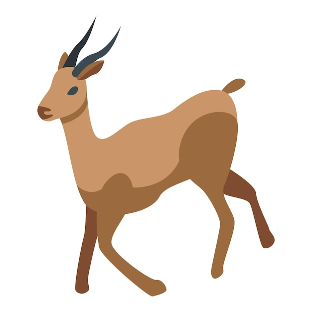 Icono de gacela africana Isométrica del icono de vector de gacela africana para diseño web aislado sobre fondo blanco
