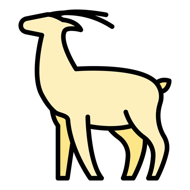 El icono de la gacela exótica El contorno del icono vectorial de la gacella exótica El color es plano y aislado