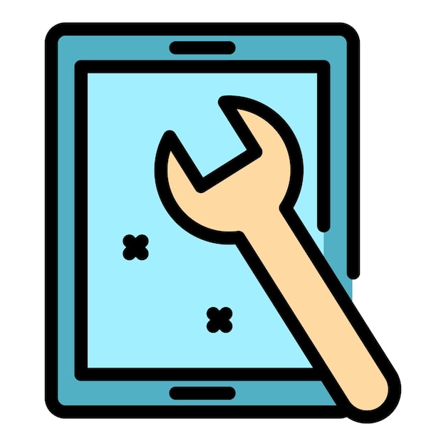 El icono del gadget de reparación El contorno del icono vectorial del gadgets de reparación Color plano aislado