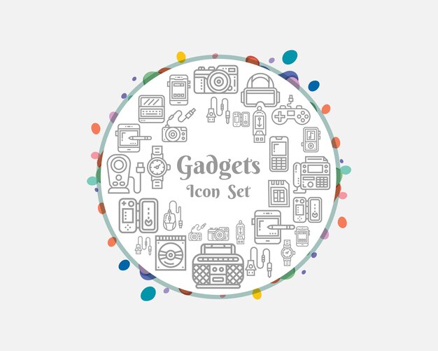 Icono de gadgets en fondo blanco Vector Premium