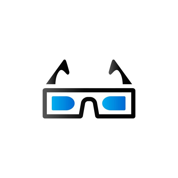 El icono de las gafas 3D en color de tono dúo Objeto de entretenimiento tridimensional
